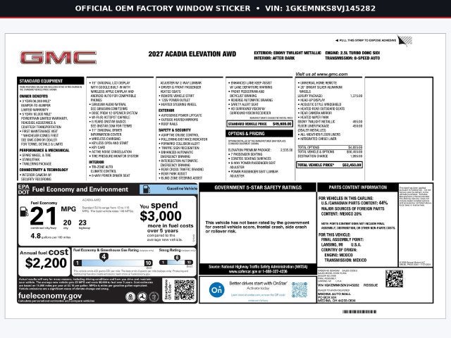 2027 GMC Acadia Elevation
