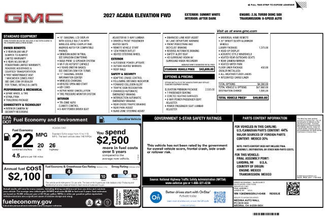 2027 GMC Acadia Elevation