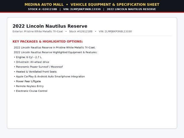 2022 Lincoln Nautilus Reserve