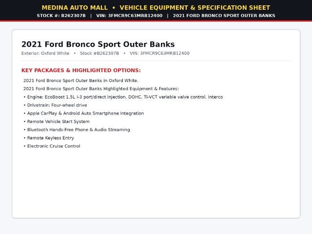 2021 Ford Bronco Sport Outer Banks