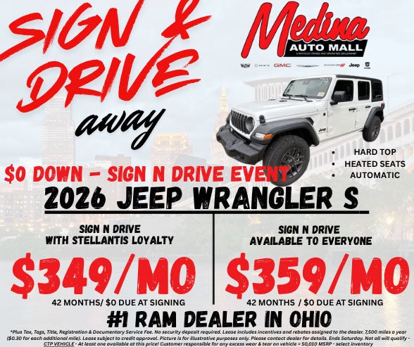 Jeep Wrangler Sign & Drive Lease near Medina, Akron & Cleveland