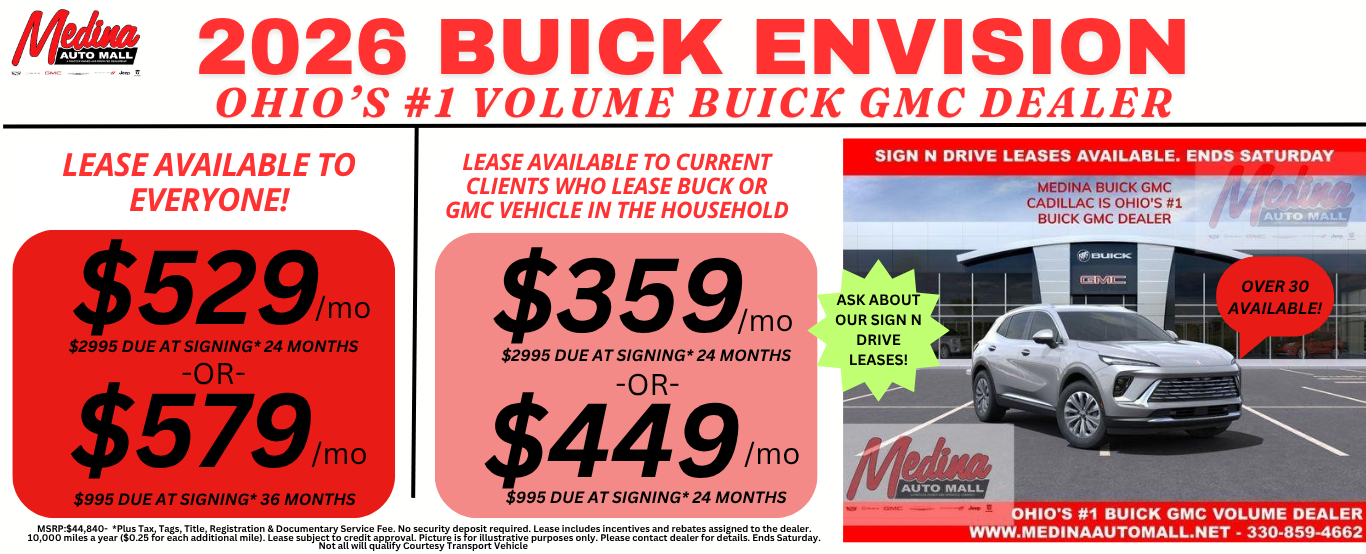 BUICK ENVISION LEASE DEALS NEAR AKRON, CLEVELAND AND MEDINA OHIO