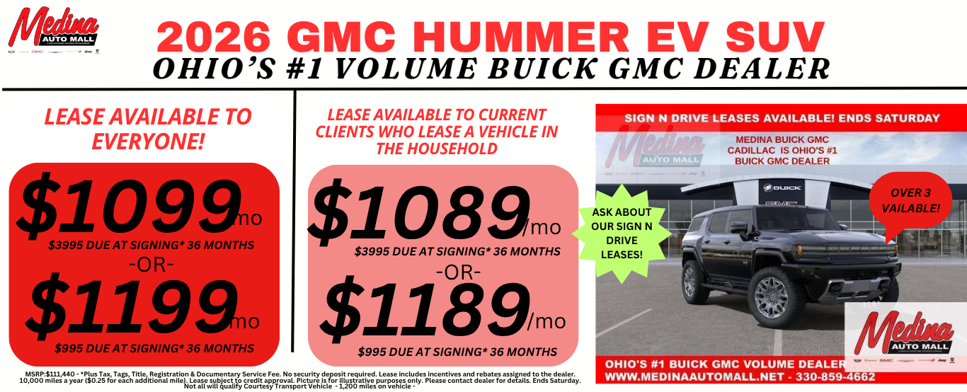 GMC HUMMER EV LEASE DEALS NEAR AKRON, CLEVELAND AND MEDINA OHIO