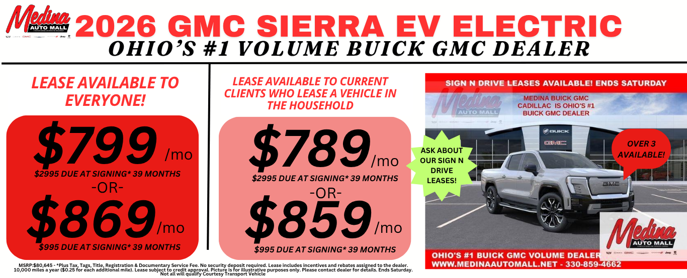 GMC SIERRA EV LEASE DEALS NEAR AKRON, CLEVELAND AND MEDINA OHIO