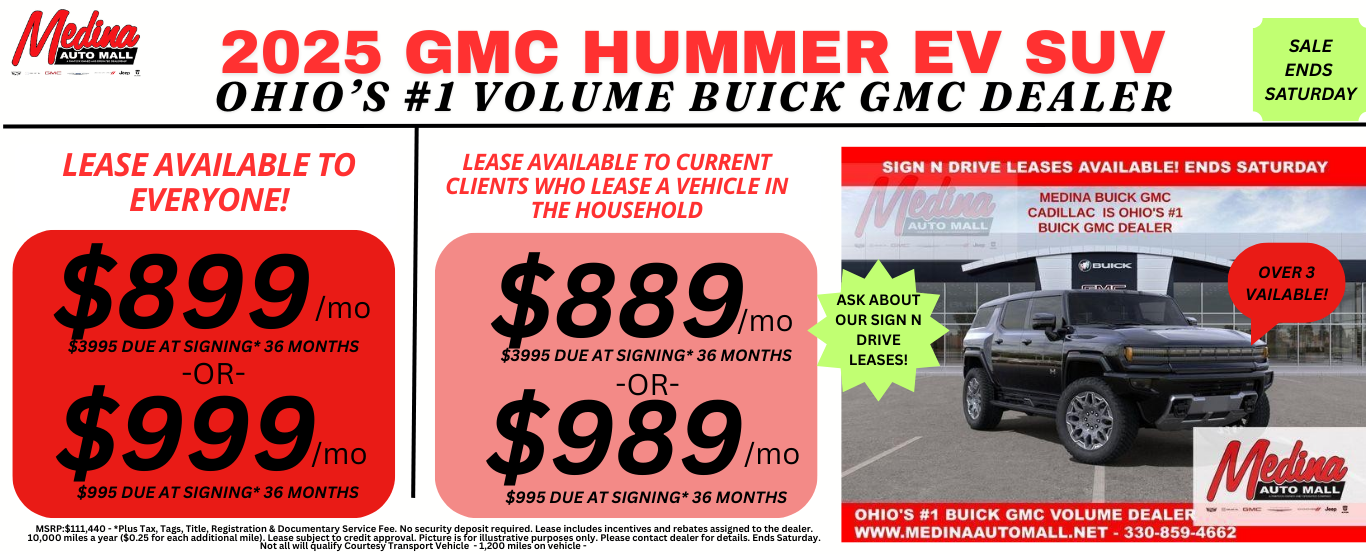 GMC HUMMER EV LEASE DEALS NEAR AKRON, CLEVELAND AND MEDINA OHIO