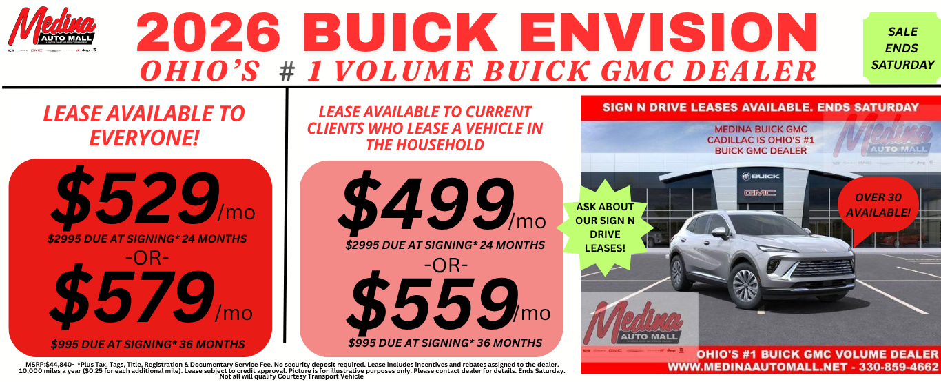 BUICK ENVISION LEASE DEALS NEAR AKRON, CLEVELAND AND MEDINA OHIO