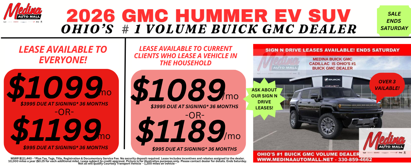 GMC HUMMER EV LEASE DEALS NEAR AKRON, CLEVELAND AND MEDINA OHIO