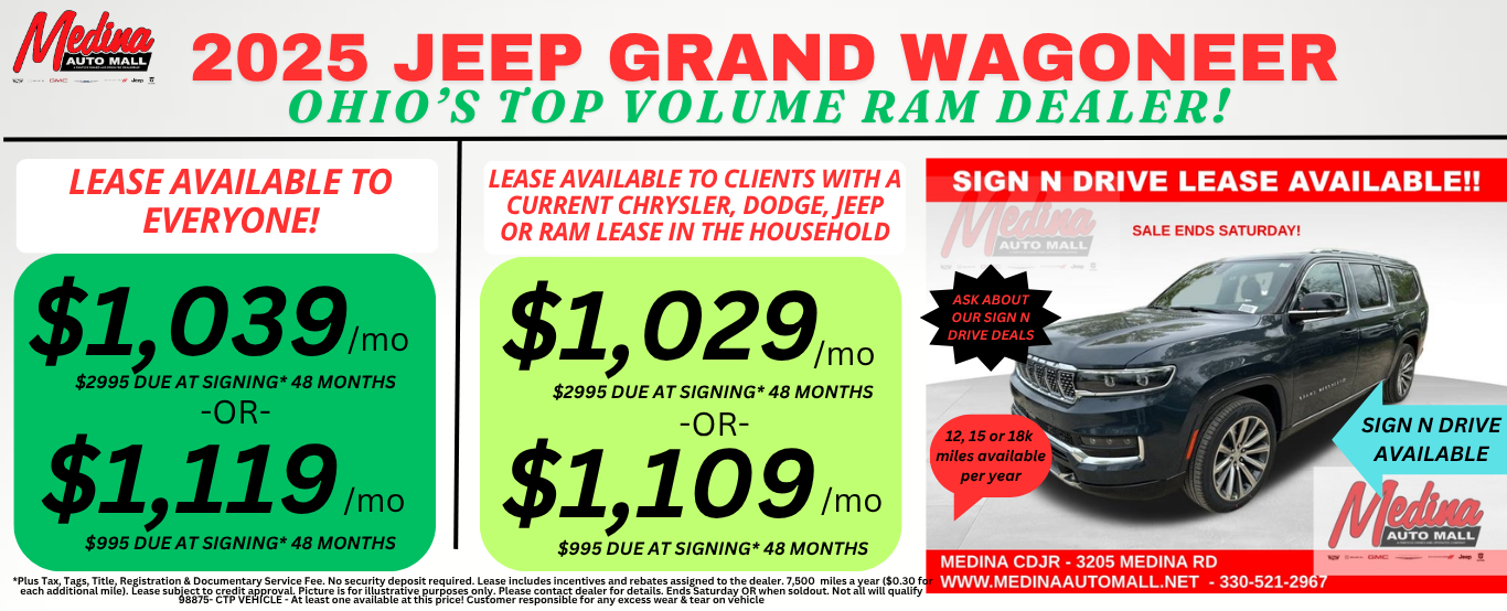 JEEP GRAND WAGONEER SPECIALS! NEAR AKRON, CLEVELAND AND MEDINA OHIO